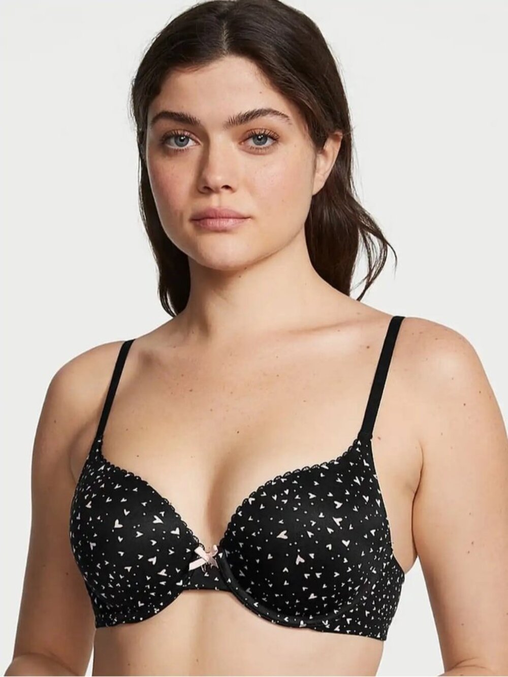 Victoria's Secret Body by Victoria Black Smooth Push Up Heart Patterned Bra